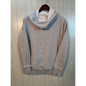 Zyia Active Cowl Neck Hoodie Sweatshirt Womens Size Medium Light Gray Long Sleev